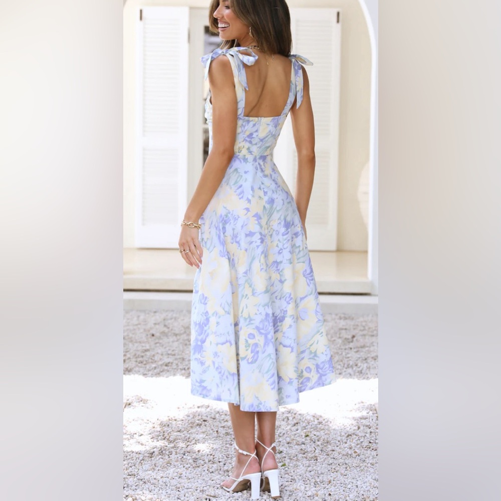 Hello Molly Blue and Yellow Floral Midi Dress - Picture 3 of 4